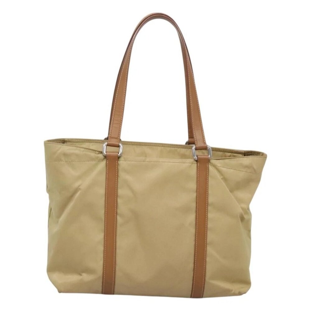 PRADA Tote Bag Nylon Beige Silver Auth 131176 - Picture 2 of 16